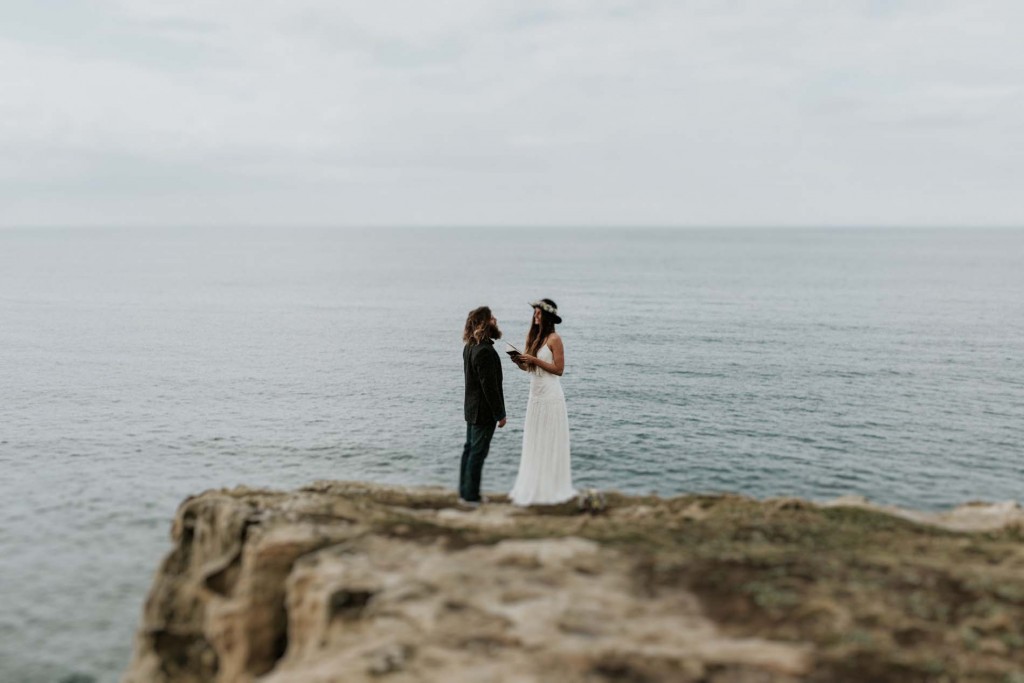 Wedding photographer ocean elopement 